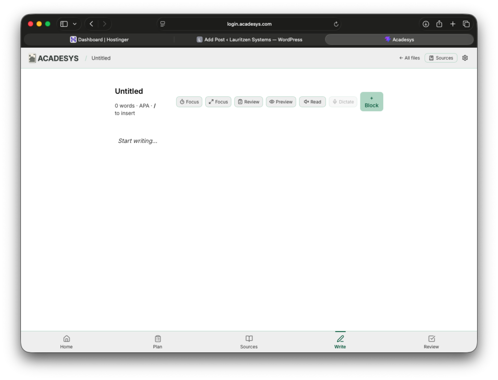 Acadesys Write Page