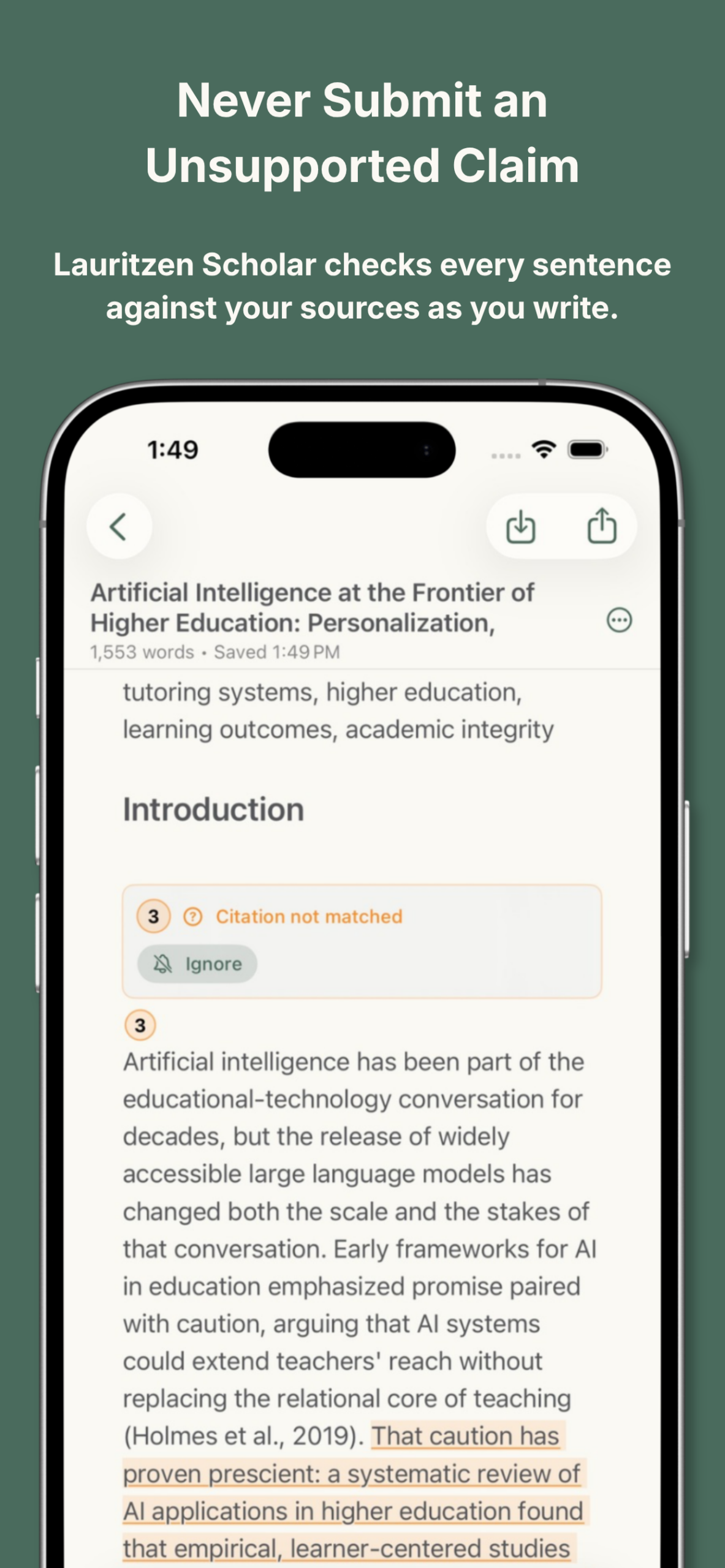 Lauritzen Scholar draft editor screenshot