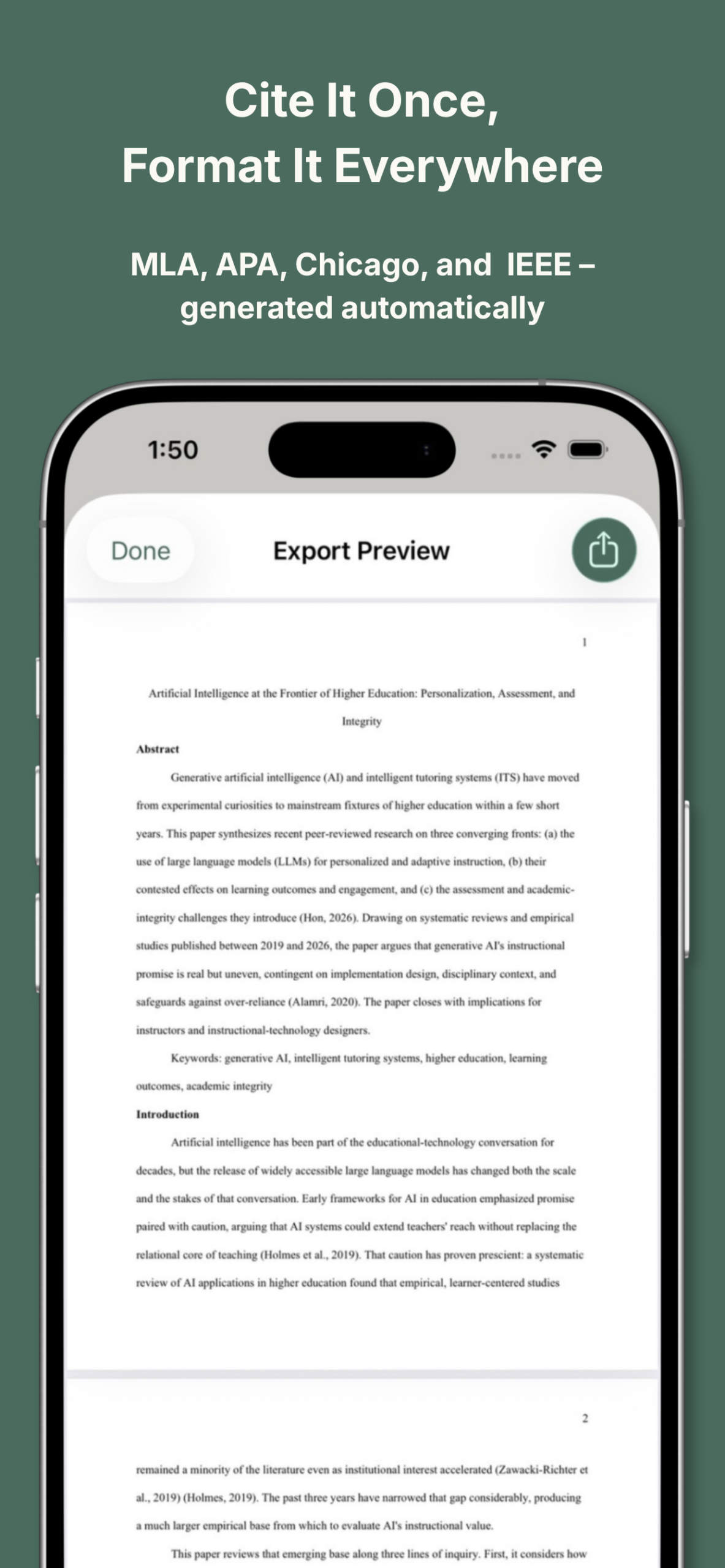 Citation checking screenshot